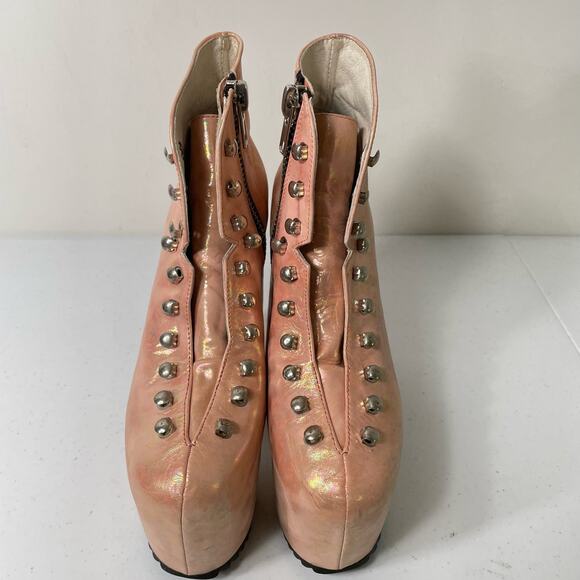 Unif Hellbound Mermaid Pink Holographic Platform Boots Alt Pastel Goth Rave 5 - Picture 4 of 10